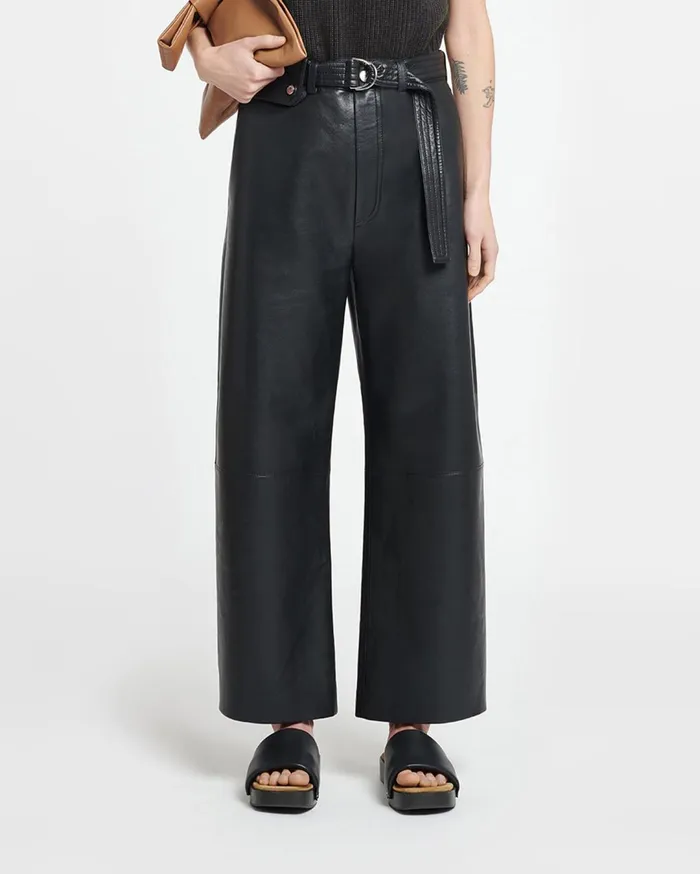 Sanna Belted Regenerated Leather Pants Black Women Nanushka Bottoms