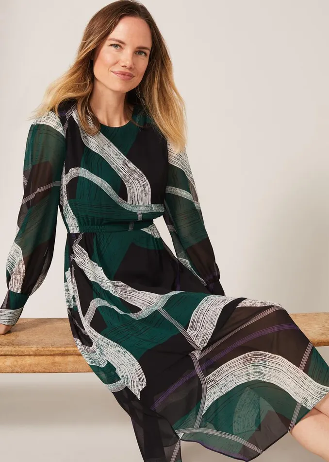 Saoirse Swirls Chiffon Dress Greenpurple Women Phase Eight Dresses
