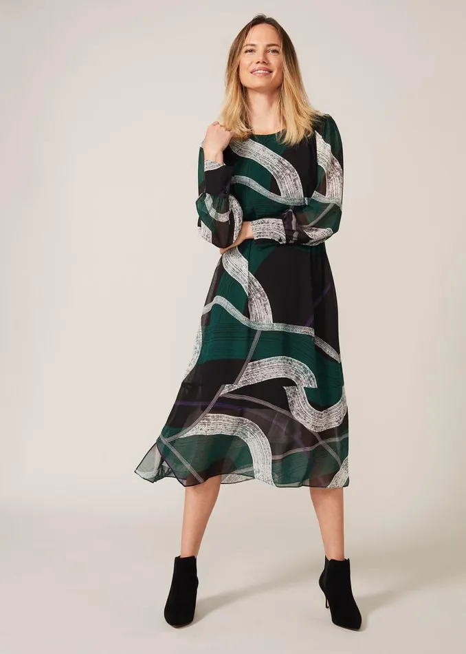 Saoirse Swirls Chiffon Dress Greenpurple Women Phase Eight Dresses