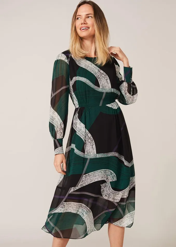Saoirse Swirls Chiffon Dress Greenpurple Women Phase Eight Dresses