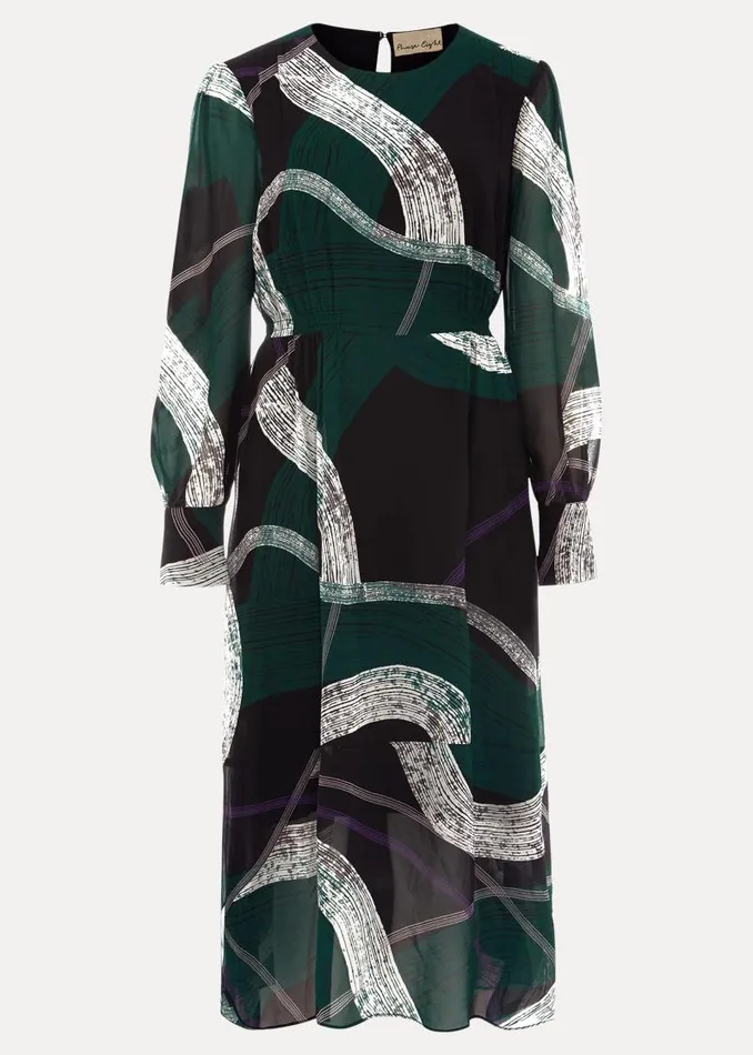Saoirse Swirls Chiffon Dress Greenpurple Women Phase Eight Dresses
