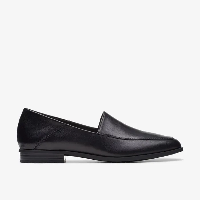 Sarafyna Freva Black Leather Women Clarks SlipOns