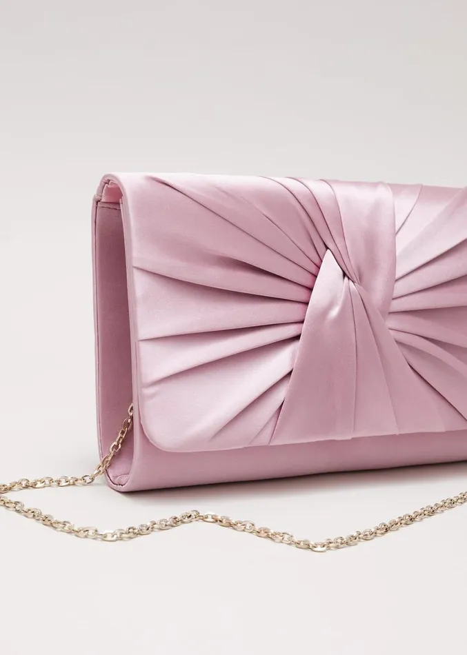 Satin Twist Clutch Pink Women Phase Eight Bags and Clutches