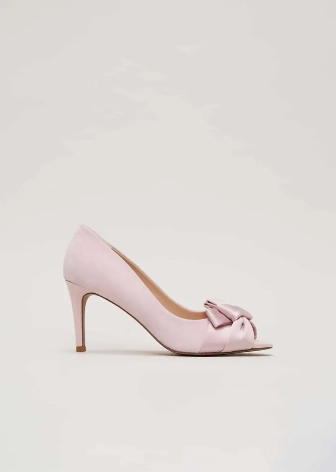 Satin Twist Peeptoe Shoes Pale Pink Women Phase Eight Occasion Shoes
