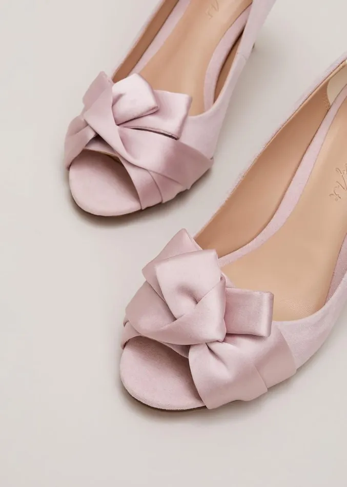 Satin Twist Peeptoe Shoes Pale Pink Women Phase Eight Occasion Shoes