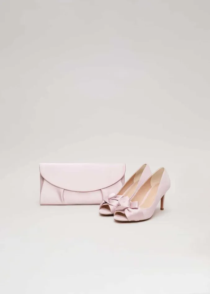 Satin Twist Peeptoe Shoes Pale Pink Women Phase Eight Occasion Shoes