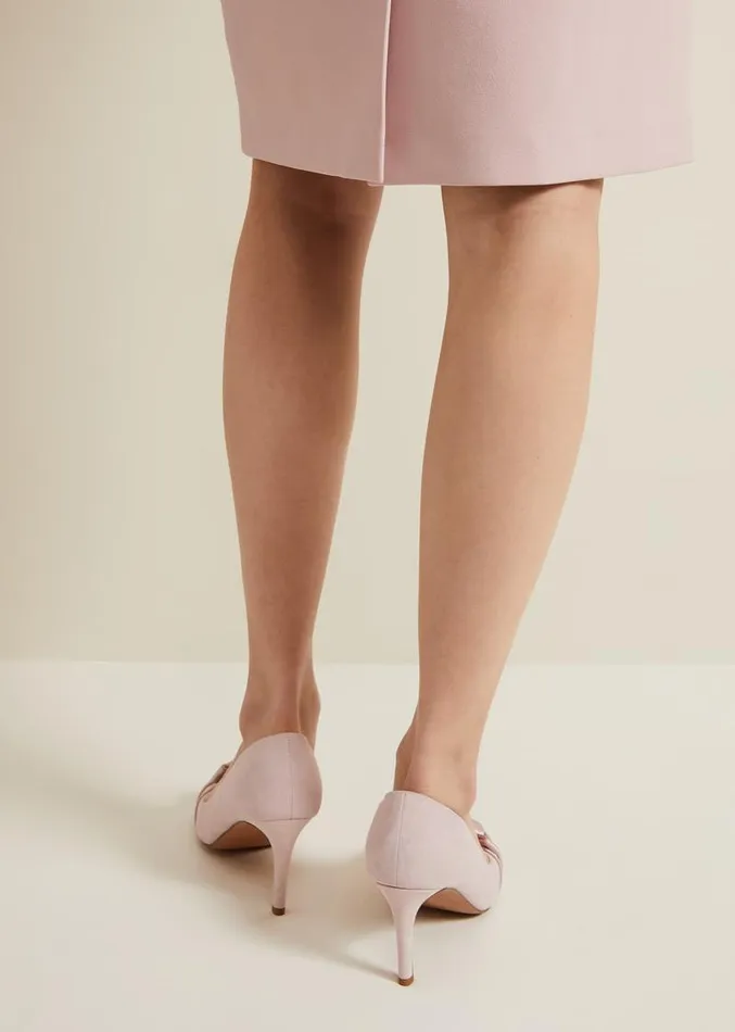 Satin Twist Peeptoe Shoes Pale Pink Women Phase Eight Occasion Shoes