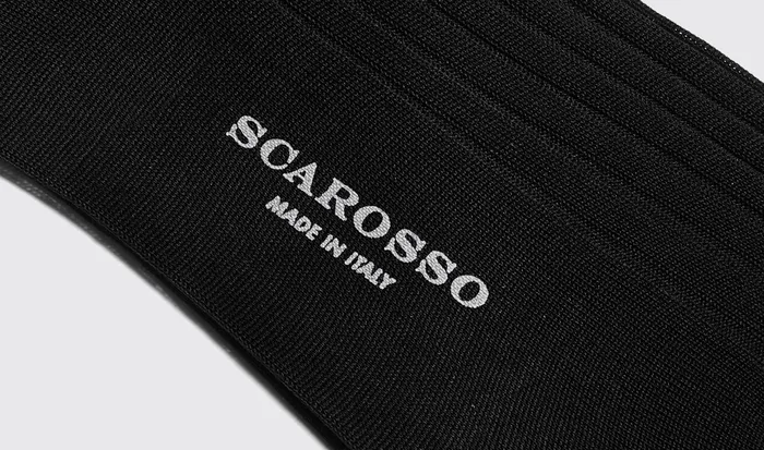 Scarosso Socks Men Black Cotton Calf Socks Black 8211 Cotton