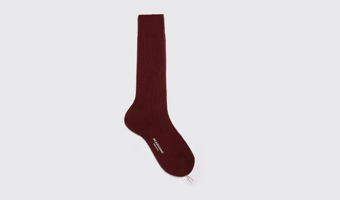 Scarosso Socks Men Burgundy Wool Calf Socks Burgundy 8211 Wool