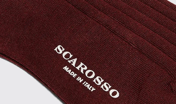 Scarosso Socks Men Burgundy Wool Calf Socks Burgundy 8211 Wool