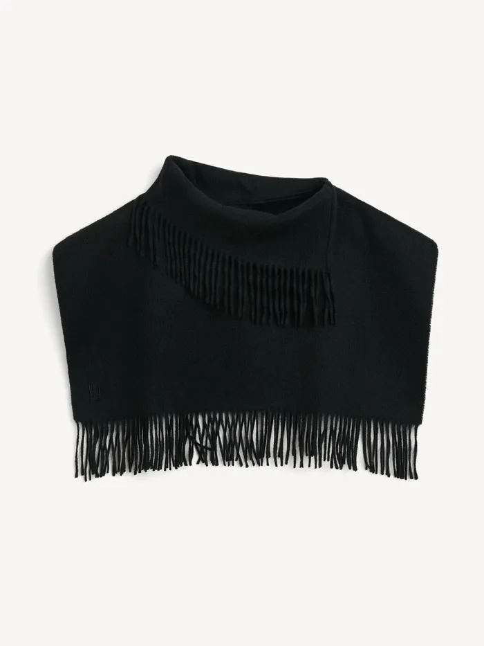 Scarves Women By Malene Birger Turtla Wool Fringe Bib Black