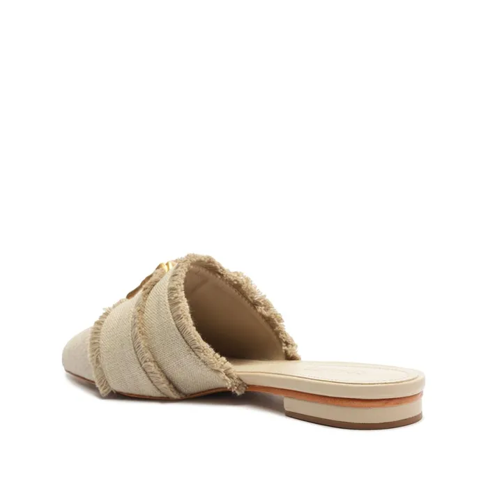 Schutz Shoes Enola Women Enola Linen Flat Mule Oyster
