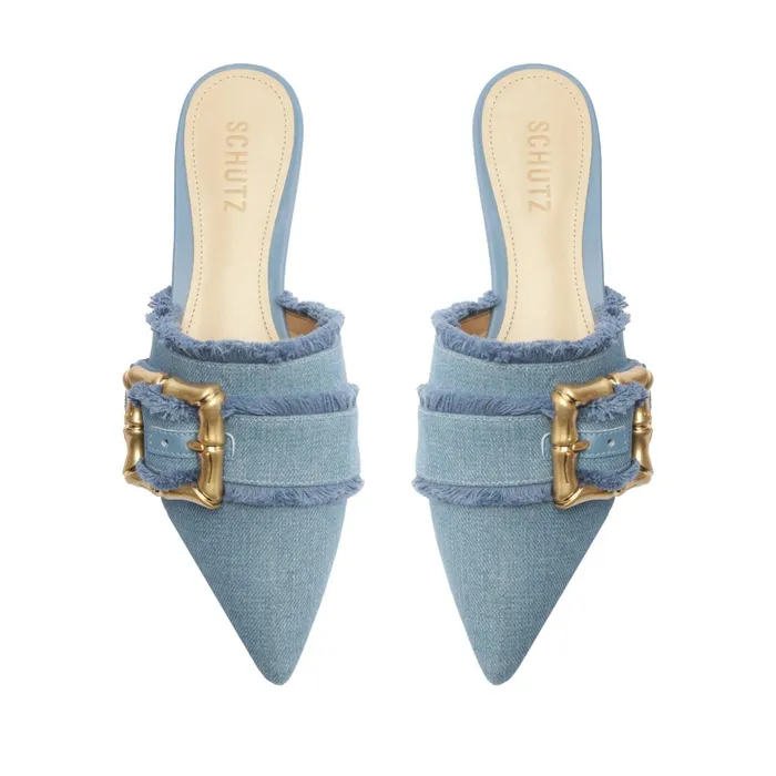 Schutz Shoes Enola Women Enola Mule Denim Flat Summer Jeans