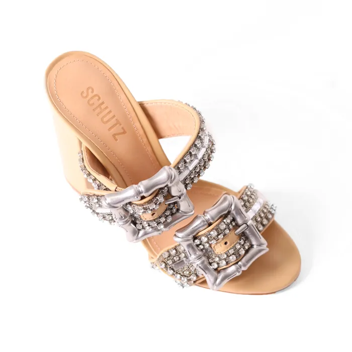 Schutz Shoes Enola Women Enola Shine Leather Sandal Light Wood