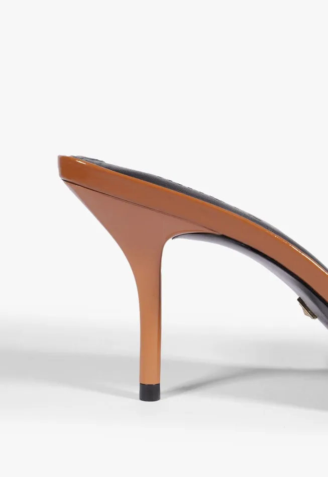 Schutz Shoes Mules Women Elodie Patent Leather Sandal Honey Peach
