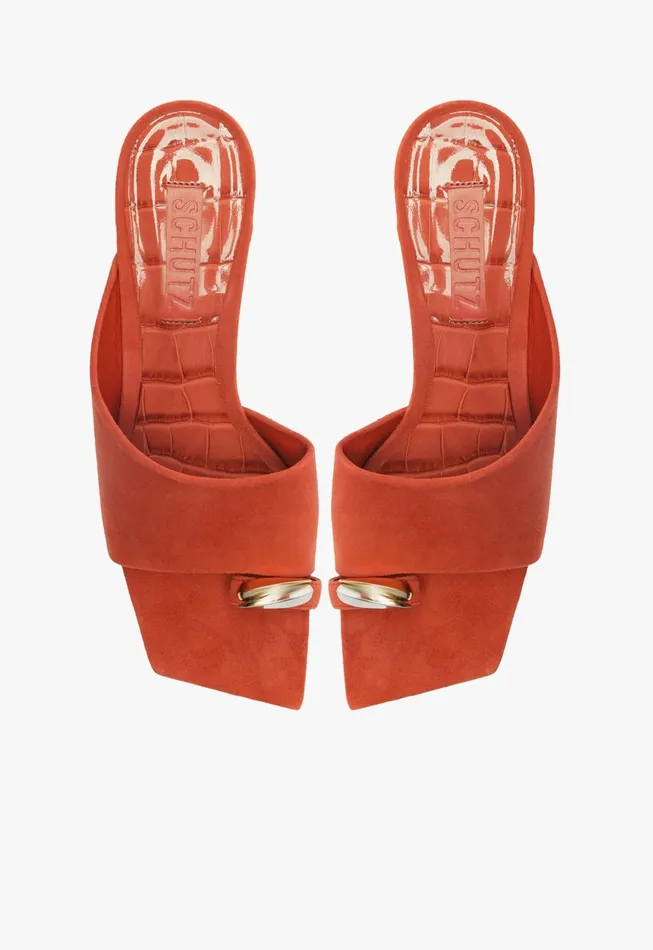 Schutz Shoes Mules Women Jodie Mid Sandal Orange