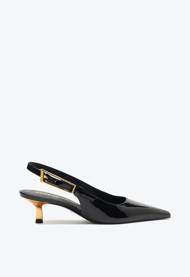 Schutz Shoes Women Ciara Mid Patent Leather Pump Black