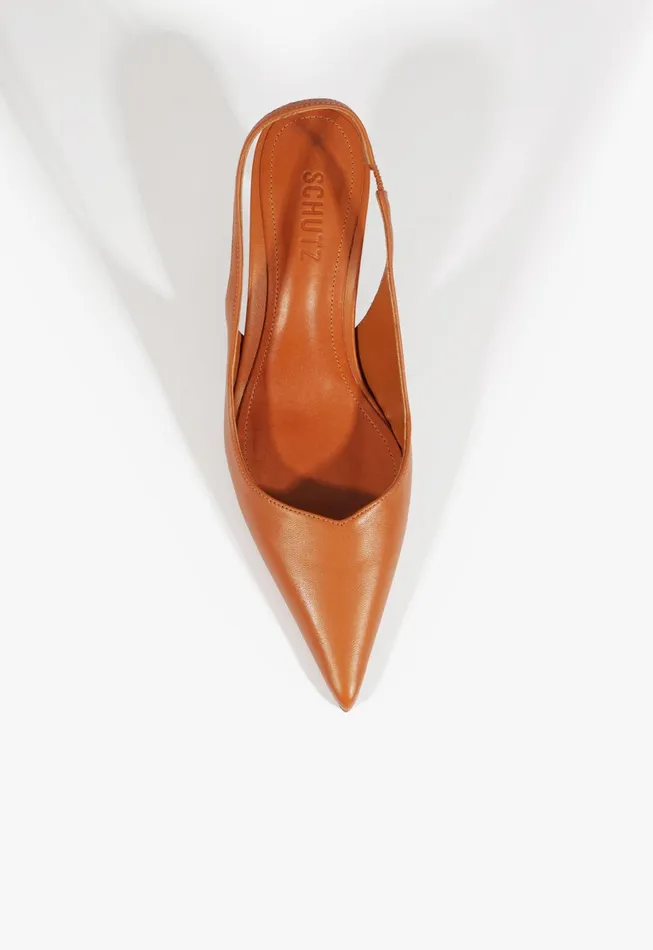 Schutz Shoes Women Lexi Sling Mid Pump Brown