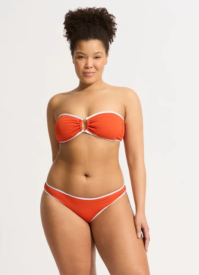 Seafolly Beach Bound Ring Front Bandeau Bikini Top 8211 Tamarillo Women Bandeau