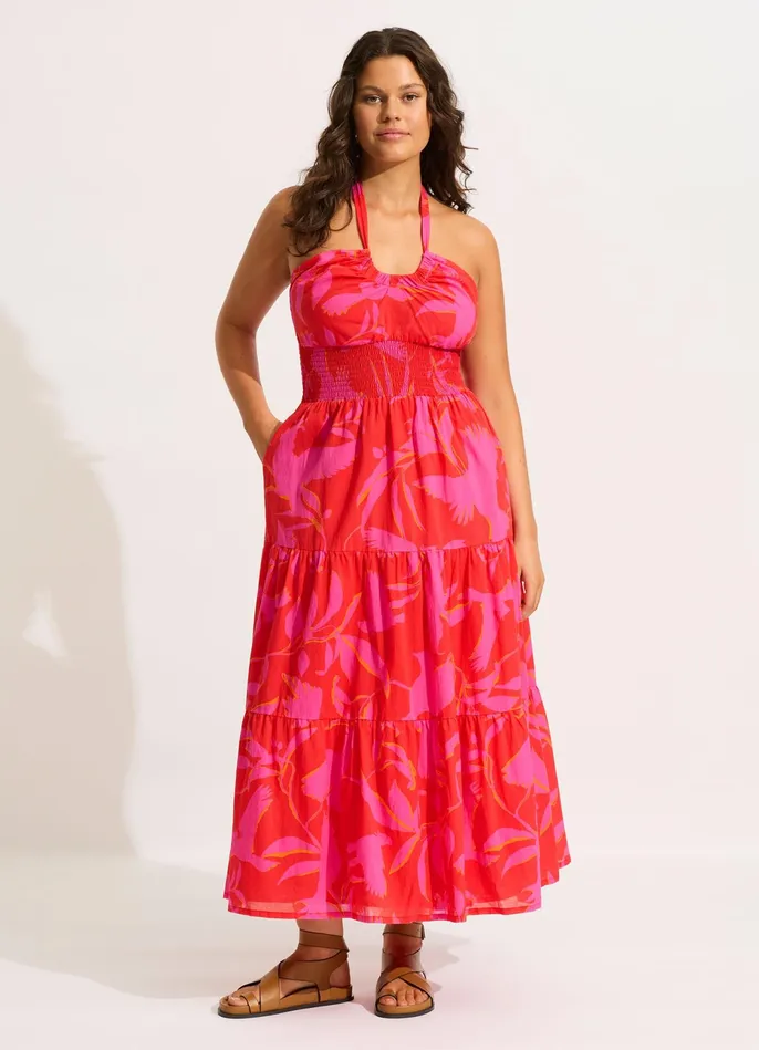Seafolly Birds Of Paradise Maxi Dress 8211 Chilli Red Women Beach Dresses