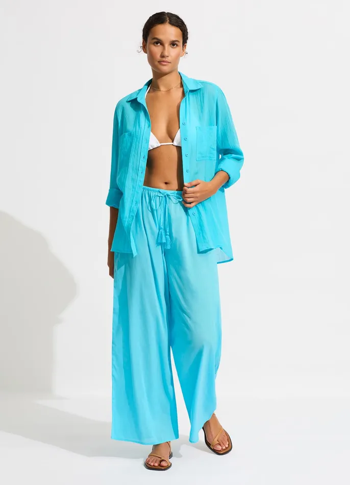 Seafolly Breeze Beach Shirt 8211 Atoll Blue Women Tops