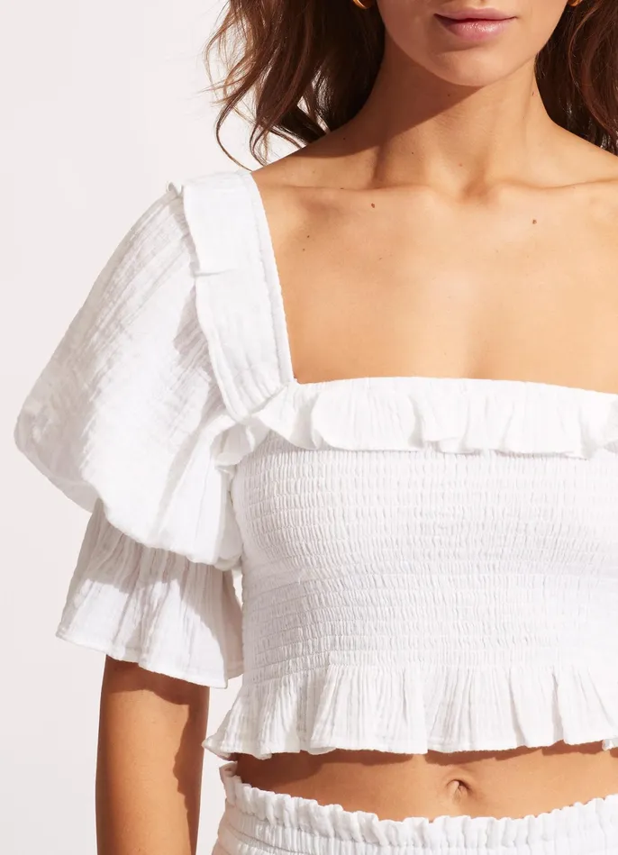 Seafolly Caspian Shirring Top 8211 White Women Tops