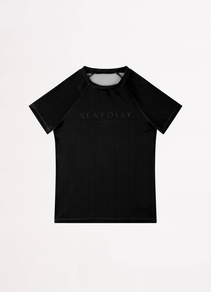 Seafolly Essential Girls SS Rash Vest 8211 Black Women Rash Vests Seafolly Essential Girls SS Rash Vest 8211 Black Women Rash Vests