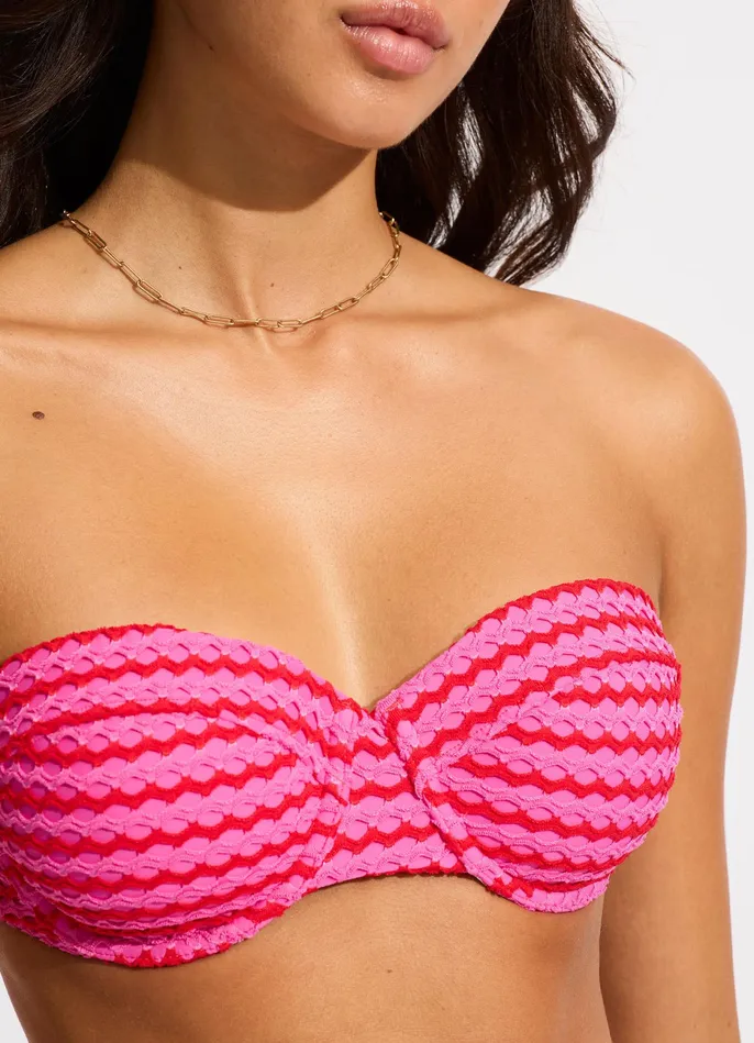 Seafolly Mesh Effect Bustier Bikini Top 8211 Chilli Red Women Underwire