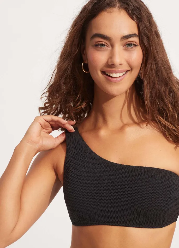 Seafolly Sea Dive One Shoulder Top 8211 Black Women Bandeau