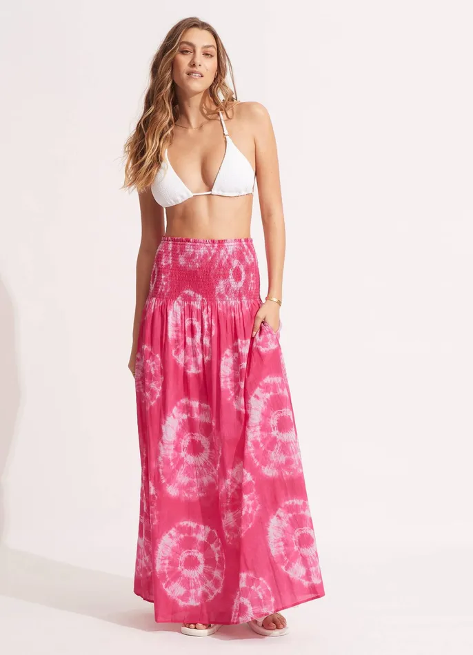 Seafolly Tie Dye Maxi SkirtDress 8211 Rose Pink Women Beach Dresses