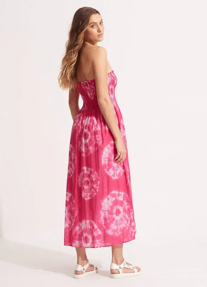 Seafolly Tie Dye Maxi SkirtDress 8211 Rose Pink Women Beach Dresses