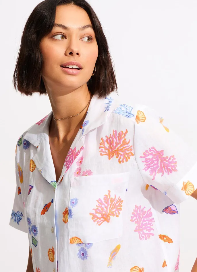 Seafolly Under The Sea Beach Shirt 8211 White Women Tops