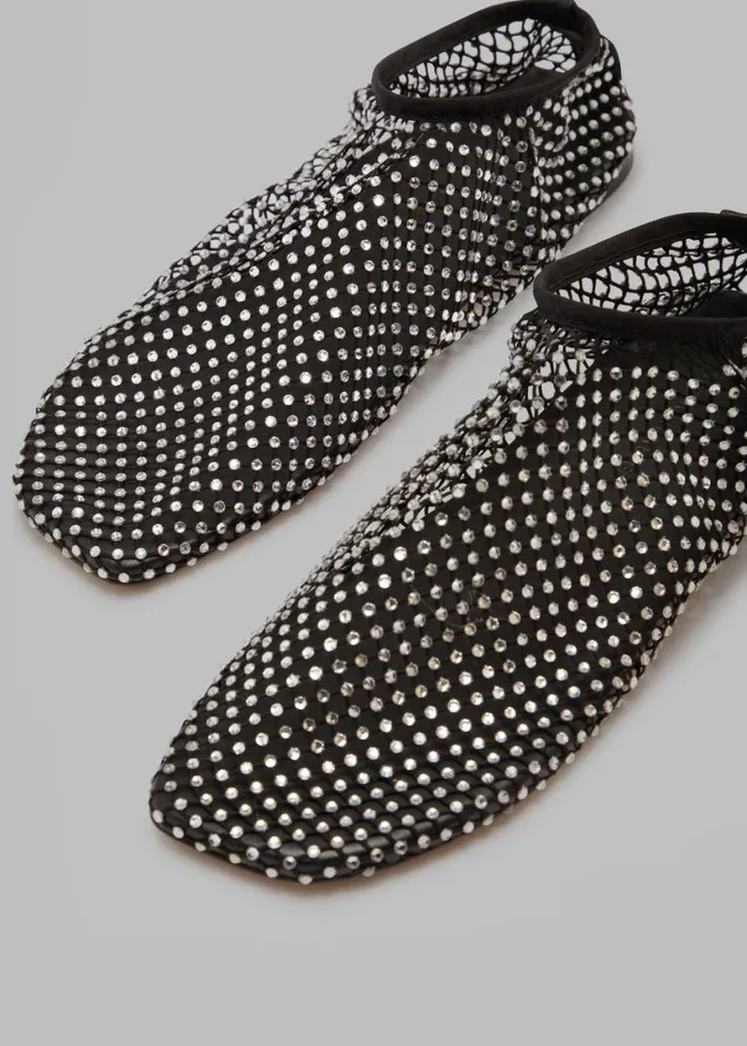 Shoes Women The Frankie Shop Christopher Esber Minette Flats 8211 BlackClear Crystal