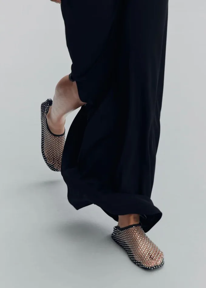 Shoes Women The Frankie Shop Christopher Esber Minette Flats 8211 BlackClear Crystal