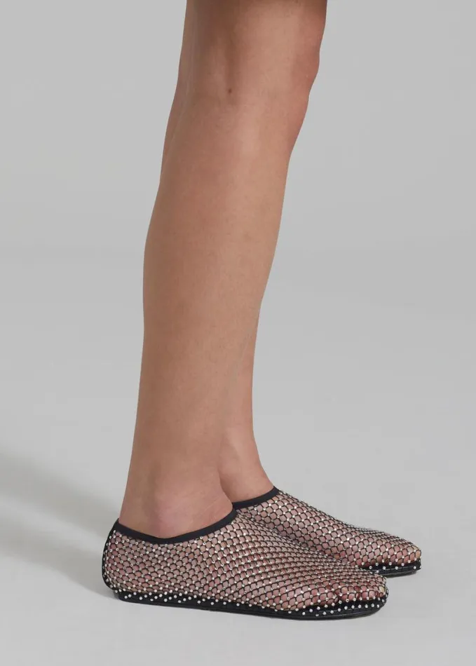 Shoes Women The Frankie Shop Christopher Esber Minette Flats 8211 BlackClear Crystal