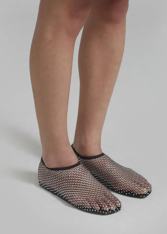 Shoes Women The Frankie Shop Christopher Esber Minette Flats 8211 BlackClear Crystal