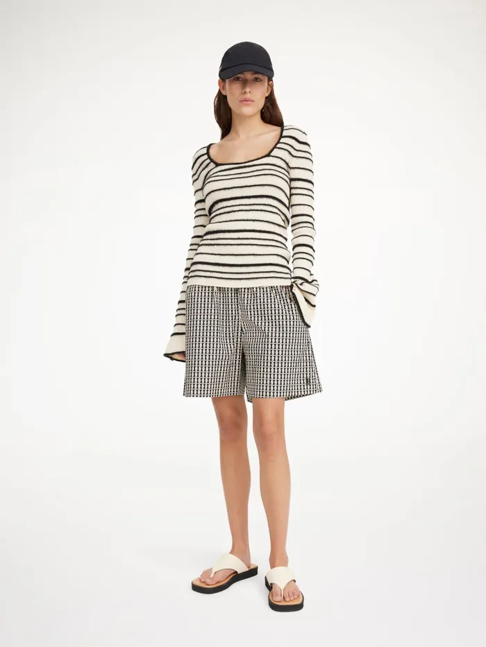 Shorts Women By Malene Birger Siona Organic Cotton Shorts Black Monogram