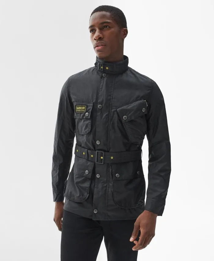 Slim International Wax Jacket Black Men Barbour Waxed Jackets