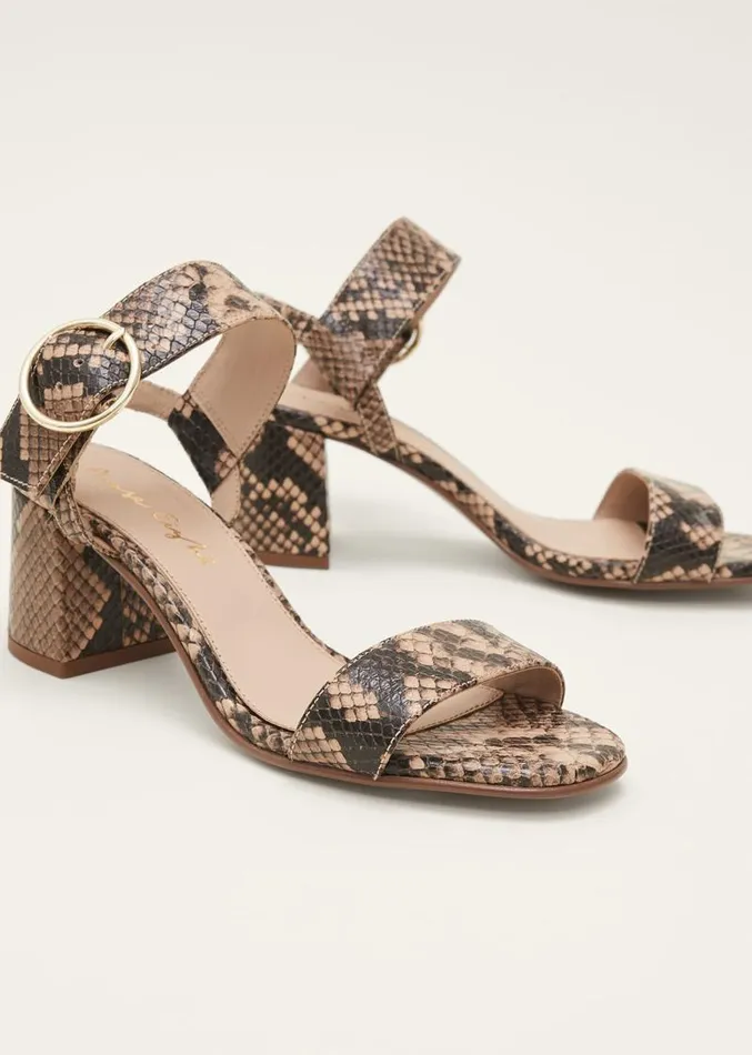 Snake Skin Leather Buckle Sandals Snake Women Phase Eight Heels