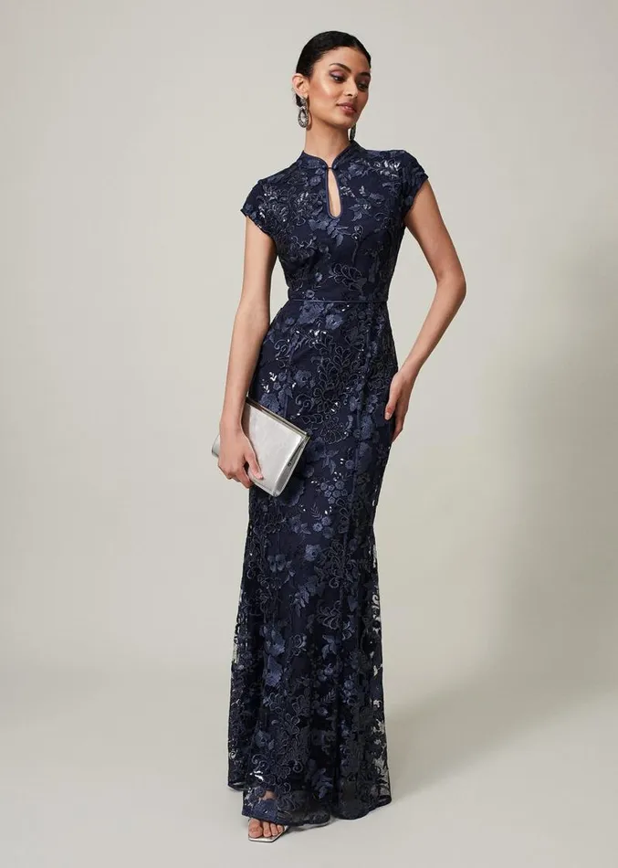 Sofia Embroidered Sequin Dress Blackmidnight Women Phase Eight Dresses