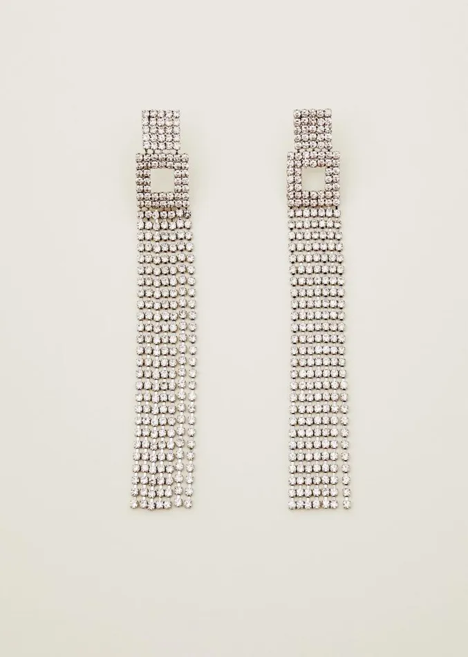 Sparkle Long Earring Silver Women Phase Eight Jewellery