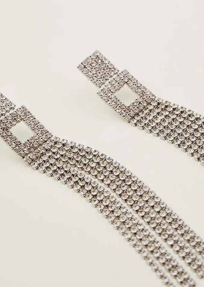 Sparkle Long Earring Silver Women Phase Eight Jewellery
