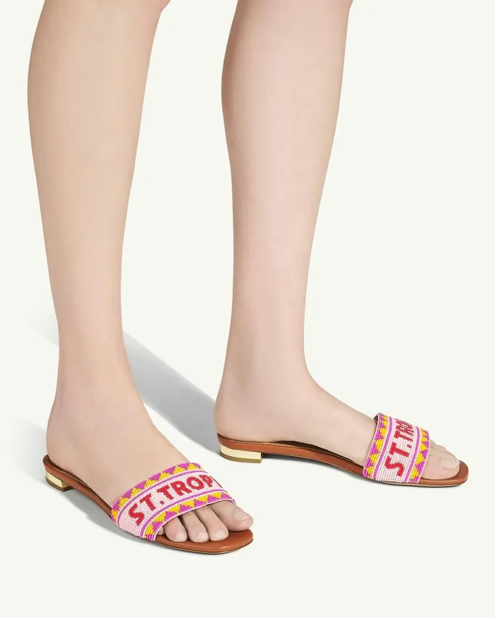 St Tropez Beads Slide Brown Women Aquazzura Slides and Mules St Tropez Beads Slide Brown Women Aquazzura Slides and Mules