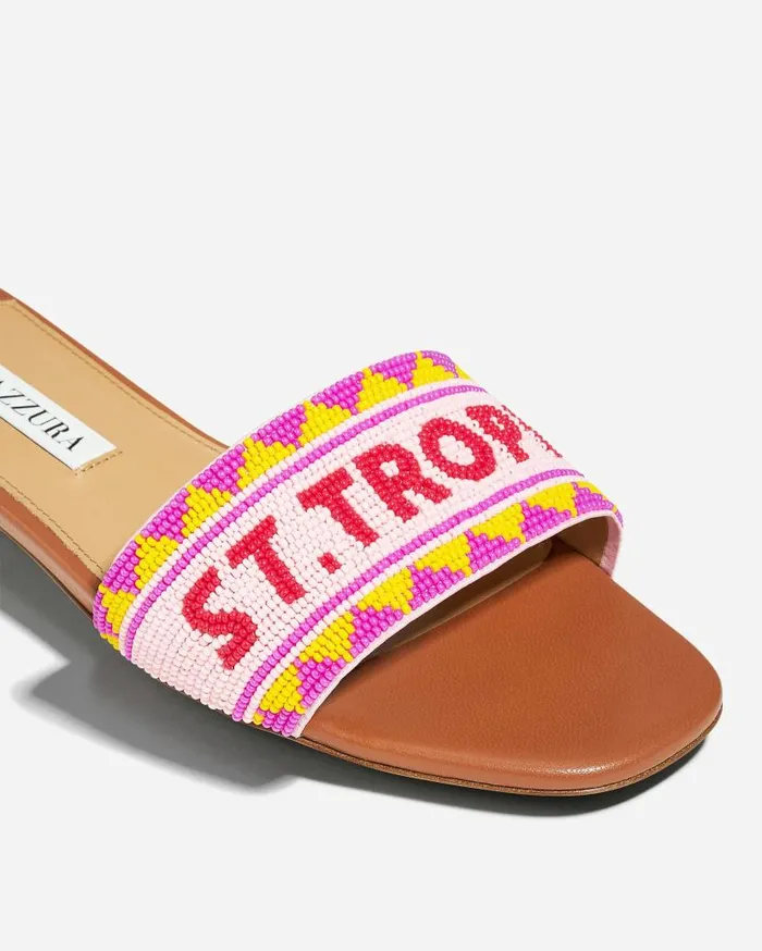 St Tropez Beads Slide Brown Women Aquazzura Slides and Mules St Tropez Beads Slide Brown Women Aquazzura Slides and Mules