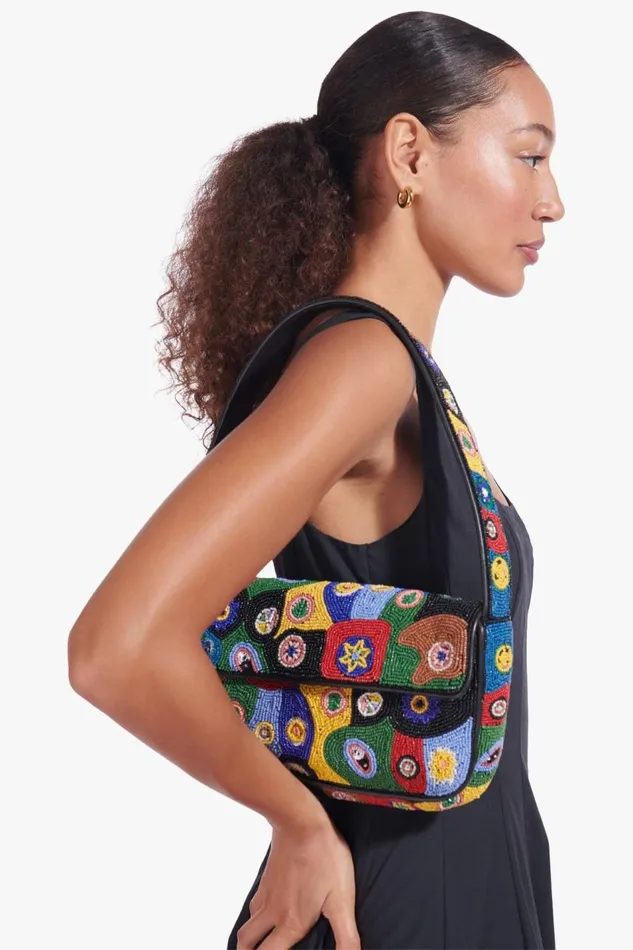 STAUD Beaded Women STAUD TOMMY BEADED BAG BLACK MILLEFIORI STAUD Beaded Women STAUD TOMMY BEADED BAG BLACK MILLEFIORI