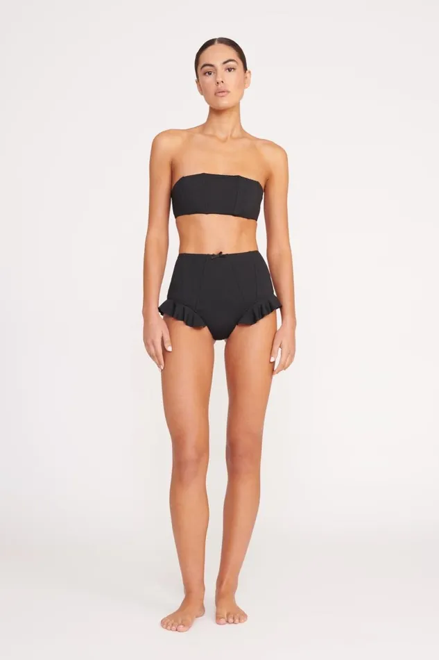 STAUD Bikinis Women STAUD FLOURISH HIGH RISE BIKINI BOTTOM BLACK