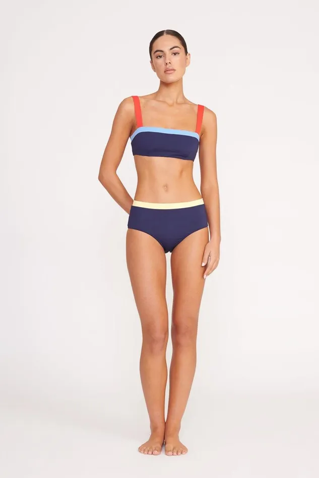 STAUD Bikinis Women STAUD LIV BIKINI TOP NAVY COLORBLOCK