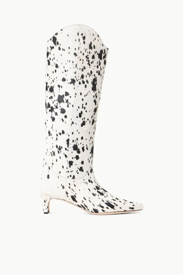 STAUD Boots Women STAUD WESTERN WALLY BOOT BLACK and WHITE HAIRCALF