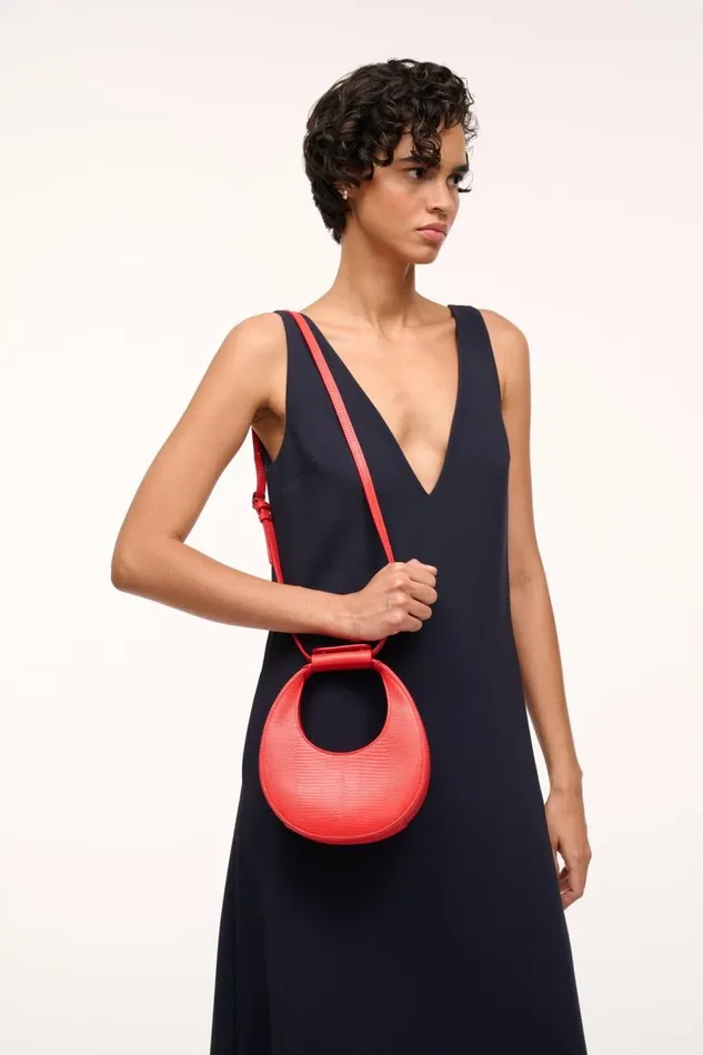 STAUD Crossbody Women STAUD GOODNIGHT MOON BAG RED ROSE STAUD Crossbody Women STAUD GOODNIGHT MOON BAG RED ROSE
