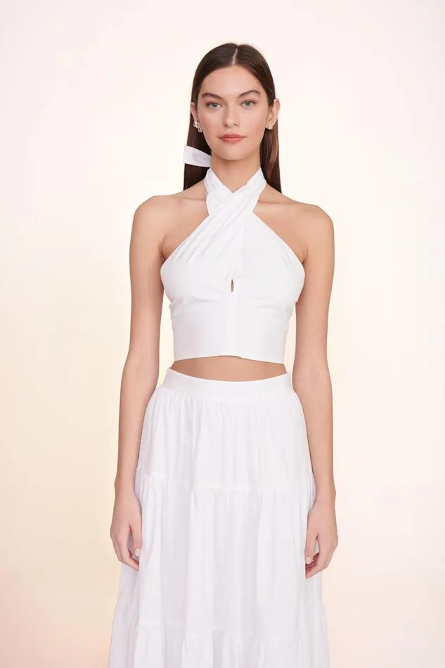 STAUD Tops Women STAUD SMOCKED KAI TOP WHITE